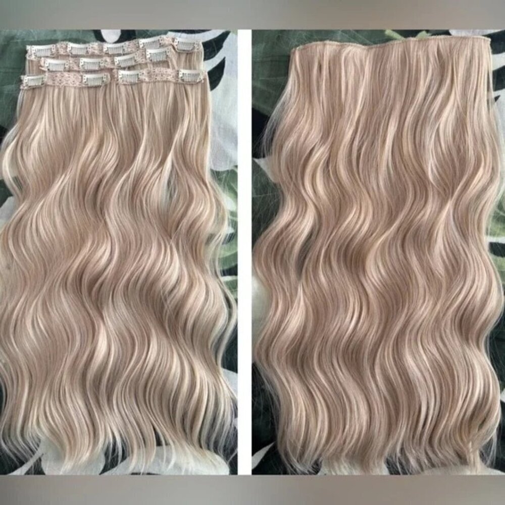 20 In Clip In Extra Light Blonde Hair Extensions - Picture 1 of 7